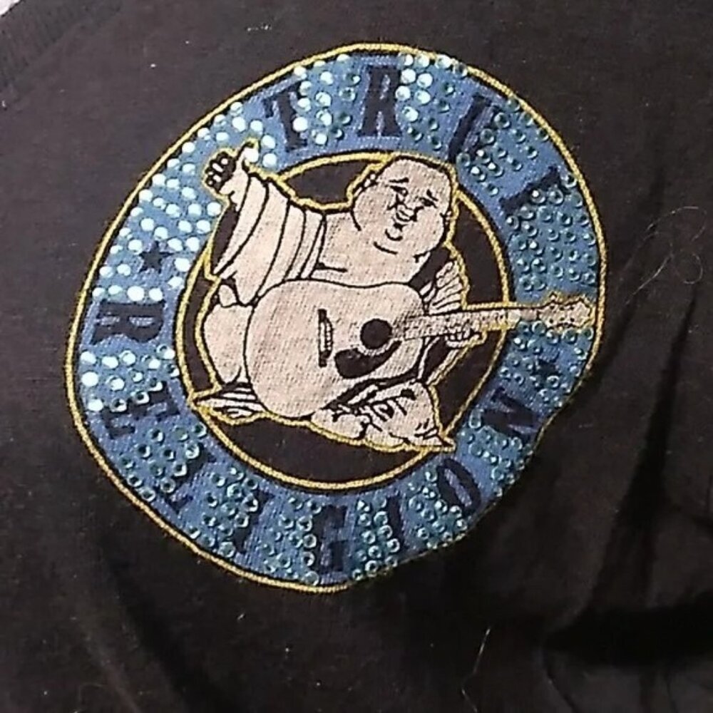 True Religion Black Rhinestone Y2K V-Neck T-shirt - Picture 4 of 6